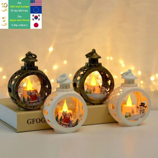 Battery-Powered Santa Lantern Wind Lights - Christmas Decor