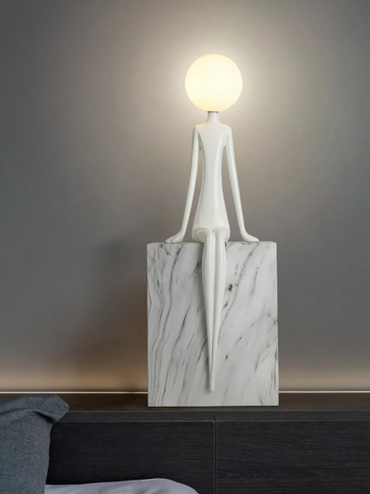 Seated Humanoid Art Sculpture Ornaments Creative Home Living Room Light Luxury Background Bedroom Bedside Decorative Table Lamp