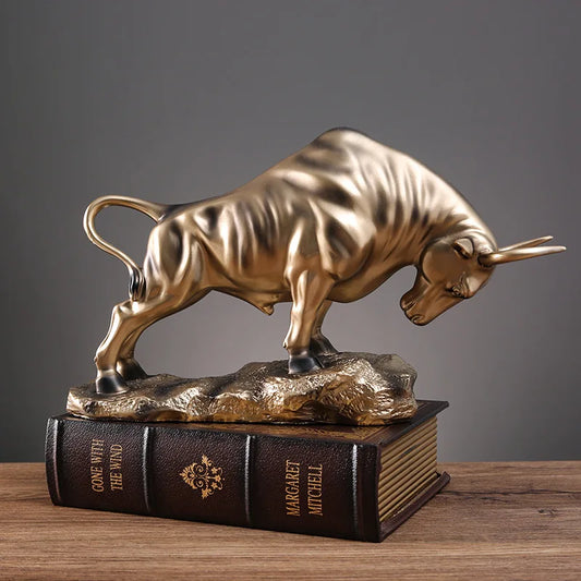 Geometric Bison Sculpture - Resin Desk Ornament