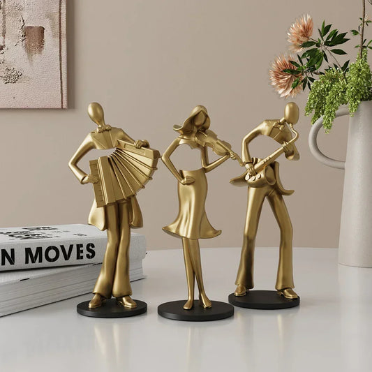 Gold Accent Statues - Abstract Character Figures