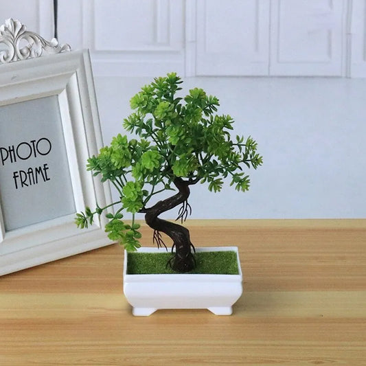 Miniature Plant Decor - Plastic Bonsai & Flowers