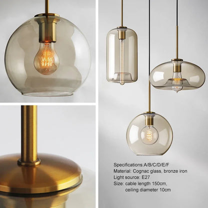 Modern Glass Pendant Light - Nordic Loft Style (E27/E26)