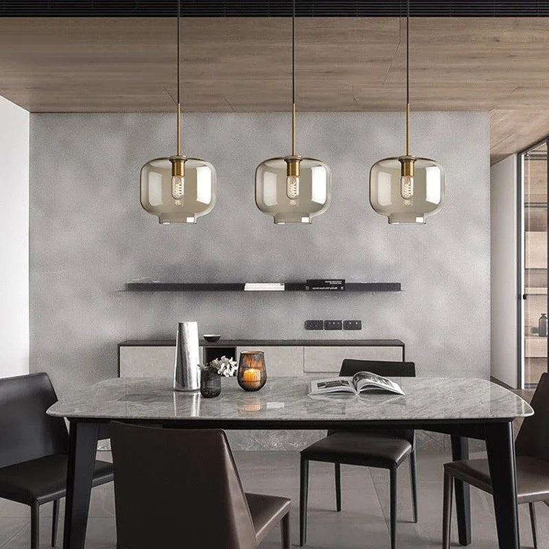 Modern Glass Pendant Light - Nordic Loft Style (E27/E26)